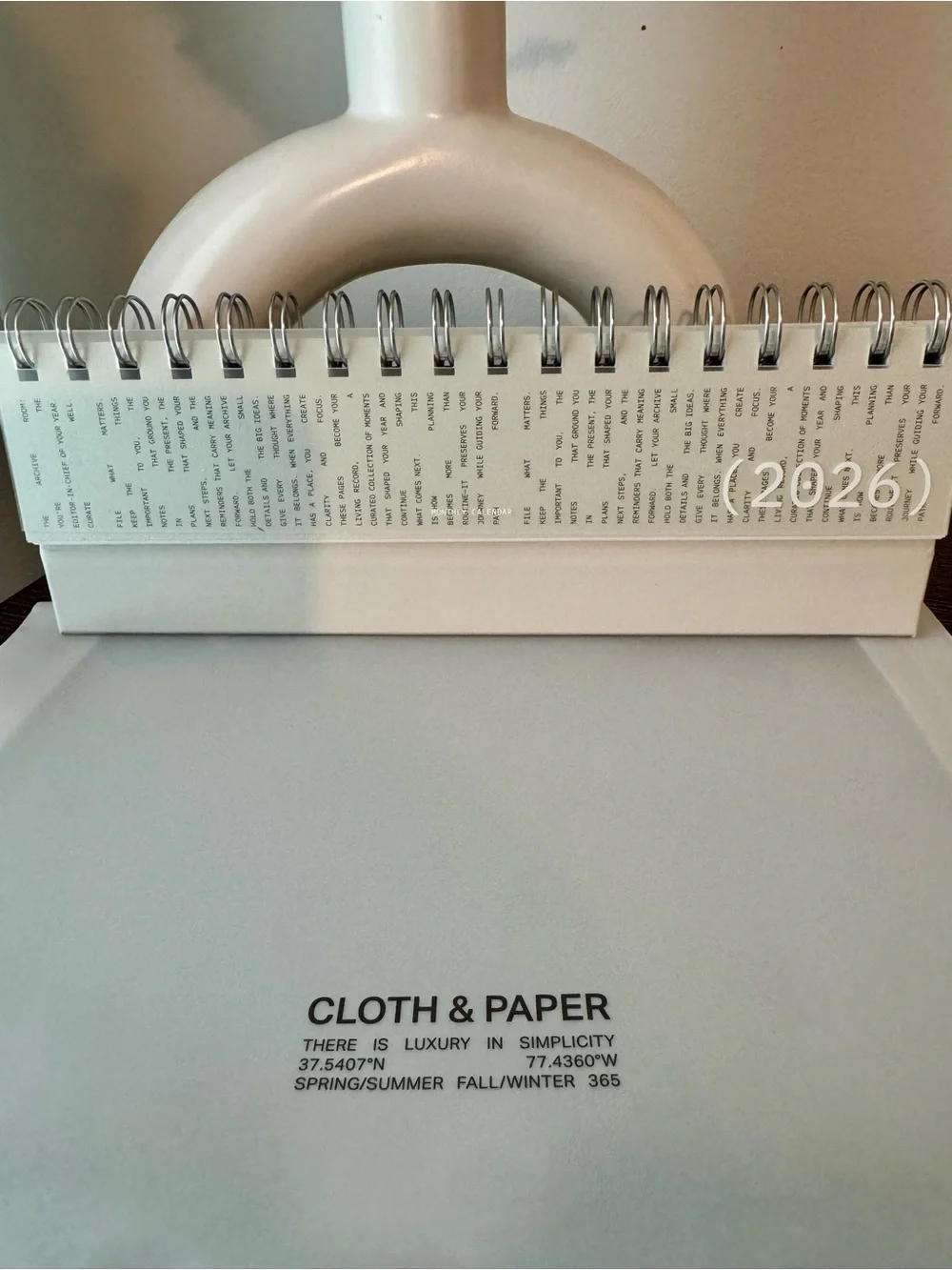 Cloth & Paper 2026 White Desk Calendar